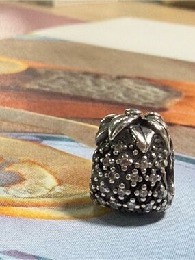Pandora Sterling Silver Strawberry Charm with Pavé Detail